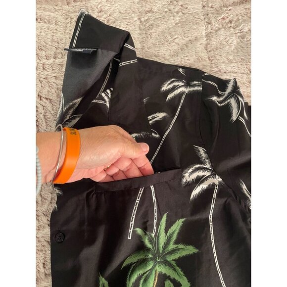 Hawaiian Style Mens L Shirt Palm Tree & Motorcycle Pacific & Co Black - Picture 15 of 16